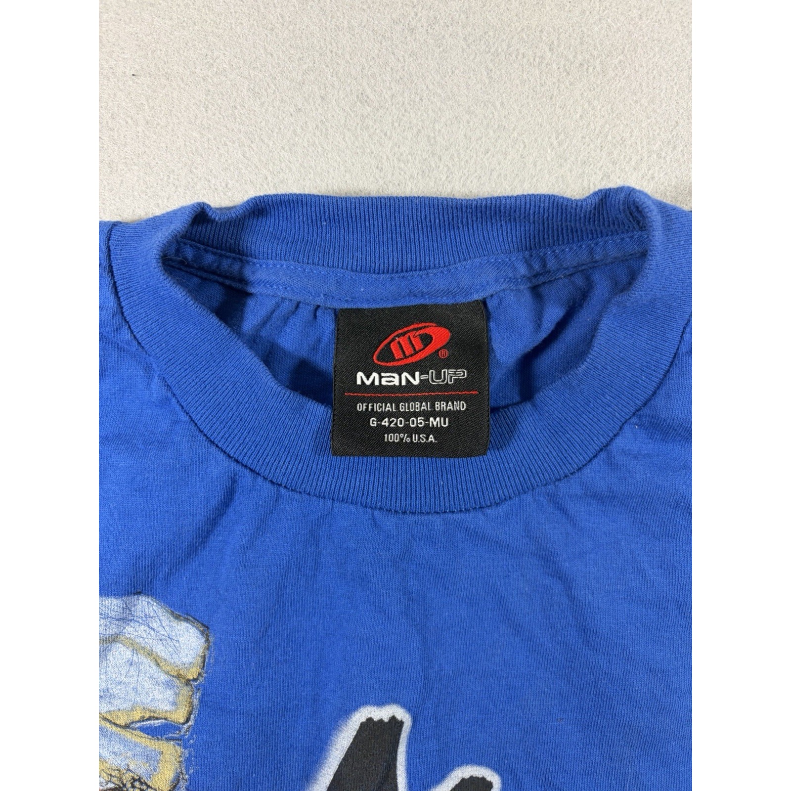 Man-Up Men's Basketball T Shirt Blue Y2k Streetwear Large — image 5 of 6